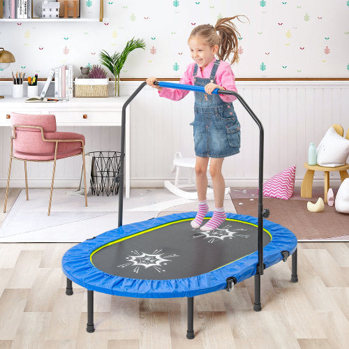 MRS Parent-Child Twin Trampoline with Adjustable Handrail and Safety Cover