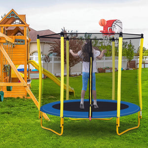 5.5FT Trampoline for Kids - 65" Mini Toddler Trampoline with Enclosure