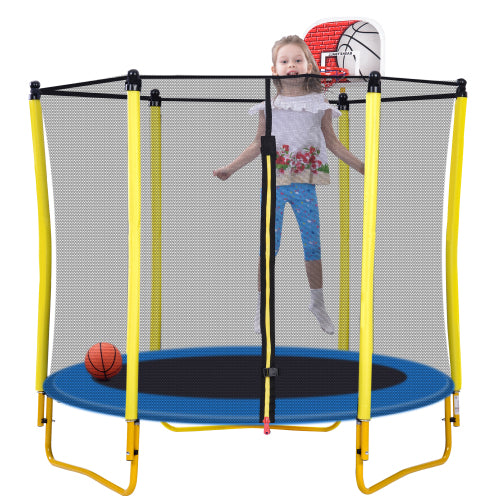5.5FT Trampoline for Kids - 65" Mini Toddler Trampoline with Enclosure