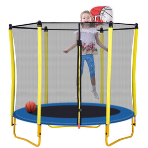 5.5FT Trampoline for Kids - 65" Mini Toddler Trampoline with Enclosure