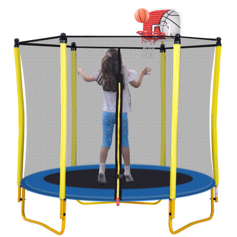 Image of 5.5FT Trampoline for Kids - 65" Mini Toddler Trampoline with Enclosure