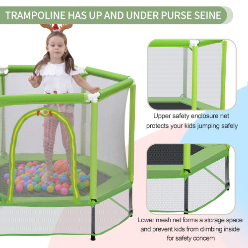 MRS 55” Toddlers Trampoline with Safety Enclosure Net and Balls