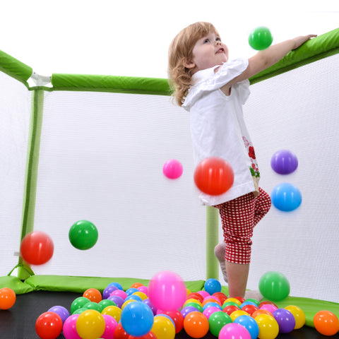 Image of MRS 55” Toddlers Trampoline with Safety Enclosure Net and Balls