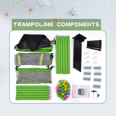 Image of MRS 55” Toddlers Trampoline with Safety Enclosure Net and Balls