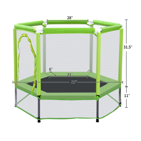 Image of MRS 55” Toddlers Trampoline with Safety Enclosure Net and Balls