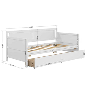 Kaba Kids Daybed with 2 drawers, White
