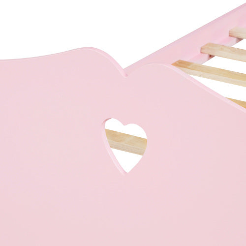 Lucky Furniture Pink Twin Size Wood Platform Bed with Headboard,Footboard and Wood Slat Support