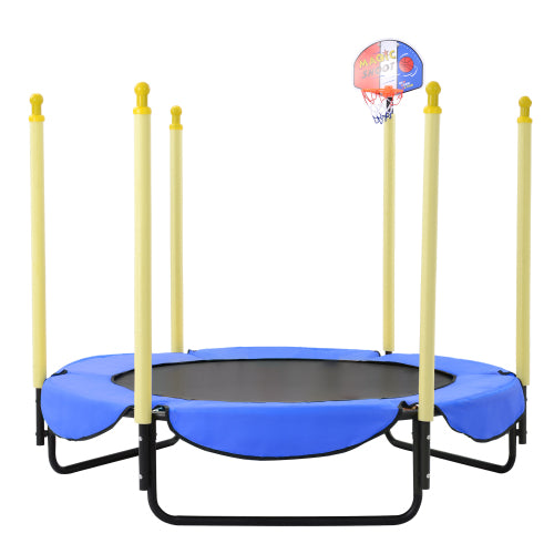 Blue Todller Indoor and Outdoor 5FT Trampoline with Basketball Hoop