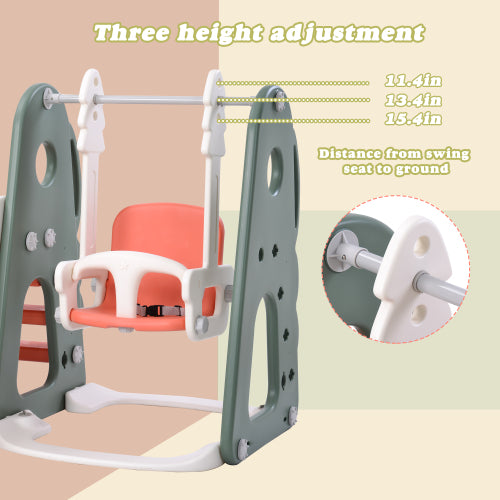6 in 1 Toddler Slide Adjustable Swing Set with Basketball Hoop & Golf