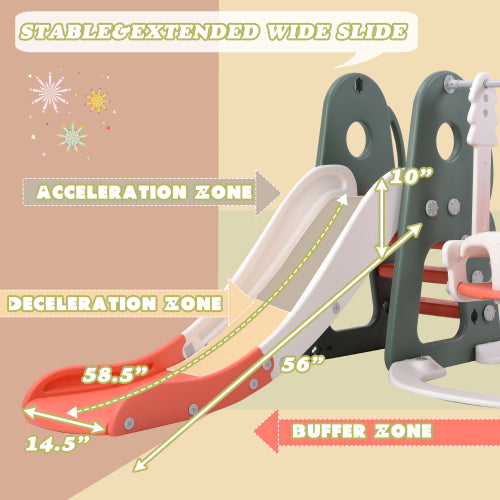 6 in 1 Toddler Slide Adjustable Swing Set with Basketball Hoop & Golf