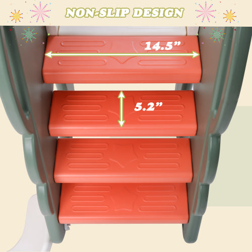 6 in 1 Toddler Slide Adjustable Swing Set with Basketball Hoop & Golf