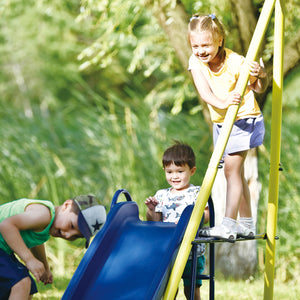 MRS 5 in 1 Outdoor Swing and Slide PlaySet with Seesaw Swing, Basketball Hoop