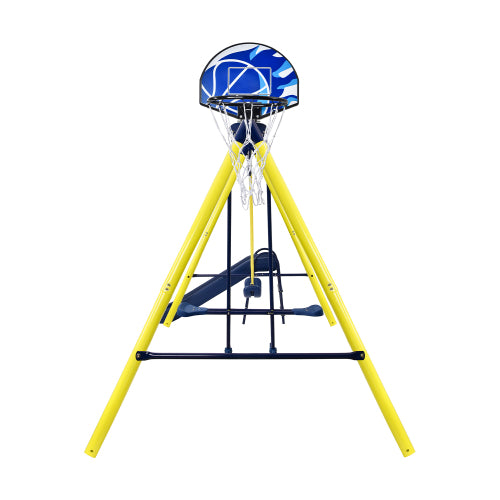 MRS 5 in 1 Outdoor Swing and Slide PlaySet with Seesaw Swing, Basketball Hoop