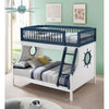 ACME Farah Twin/Full Bunk Bed, Nautical Navy Blue & White Finish