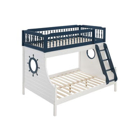 ACME Farah Twin/Full Bunk Bed, Nautical Navy Blue & White Finish
