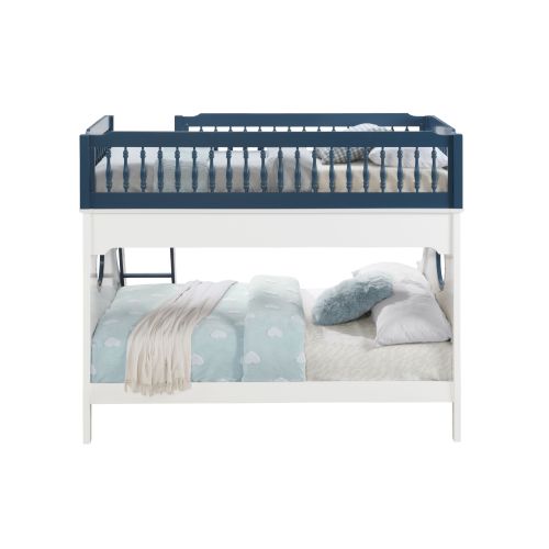 ACME Farah Twin/Full Bunk Bed, Nautical Navy Blue & White Finish