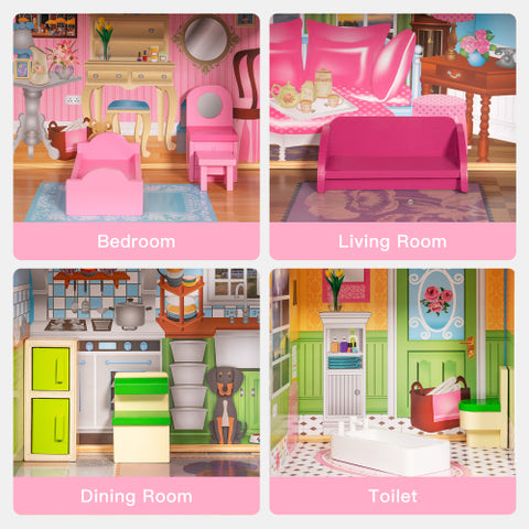 Image of Kaba Kids Dreamy Dollhouse for Kids，Great Gift for Birthday，Christmas
