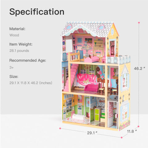 Image of Kaba Kids Dreamy Dollhouse for Kids，Great Gift for Birthday，Christmas