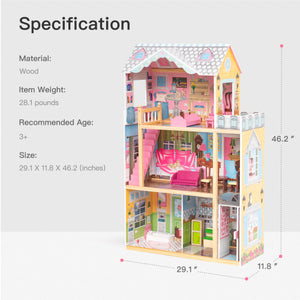 Kaba Kids Dreamy Dollhouse for Kids，Great Gift for Birthday，Christmas