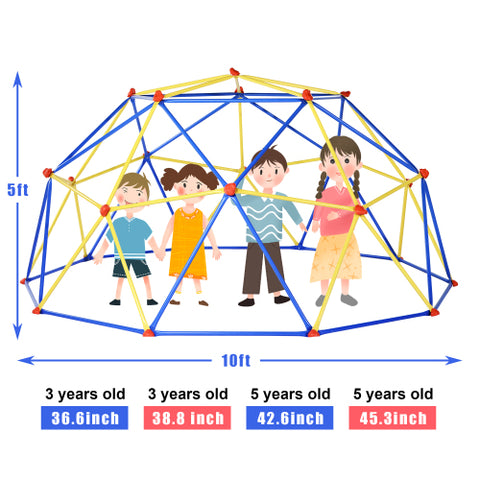 Image of MRS Kids Climbing Dome Jungle Gym - 10 ft Geometric Playground Climber