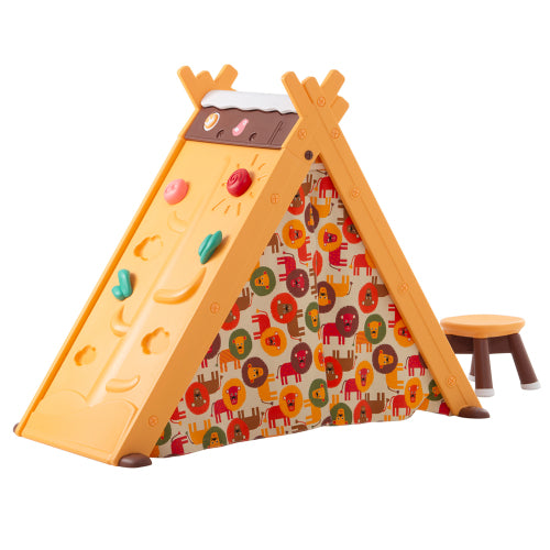 Kids 4 in 1 Play Tent with Stool and Climber, Foldable Playhouse Tent