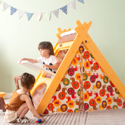 Kids 4 in 1 Play Tent with Stool and Climber, Foldable Playhouse Tent