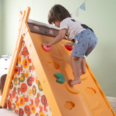 Image of Kids 4 in 1 Play Tent with Stool and Climber, Foldable Playhouse Tent