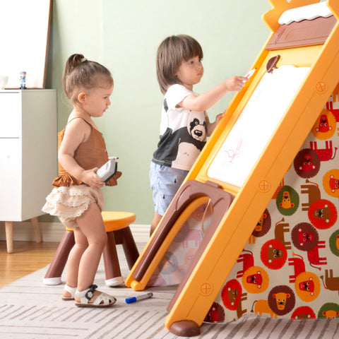 Image of Kids 4 in 1 Play Tent with Stool and Climber, Foldable Playhouse Tent