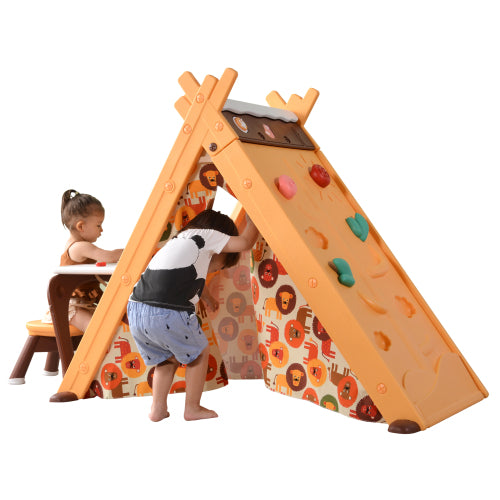 Kids 4 in 1 Play Tent with Stool and Climber, Foldable Playhouse Tent