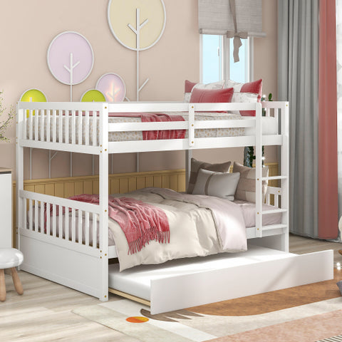 Image of Kaba Full Over Full Convertible Bunk Bed with Trundle in Grey