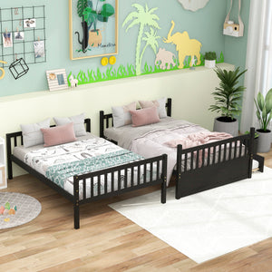 Kaba Full Over Full Convertible Bunk Bed with Trundle in Grey