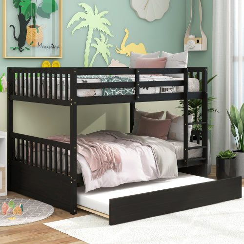 Kaba Full Over Full Convertible Bunk Bed with Trundle in Grey