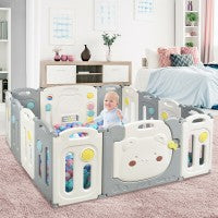 Image of Costway 12 Panel Baby Playpen Kids Activity Play Yard