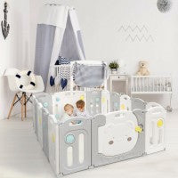 Image of Costway 16-Panel Foldable Baby Playpen Kids Activity Centre