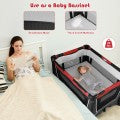Costway 4-in-1 Convertible Portable Baby Play yard with Toys and Music Player