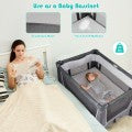 Costway 4-in-1 Convertible Portable Baby Play yard with Toys and Music Player