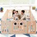 Costway 14-Panel Baby Playpen Kids Activity Center Foldable Play Yard with Lock Door