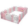 Costway 18-Panel Baby Playpen with Music Box & Basketball Hoop