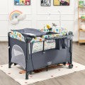 Costway 5 in 1 Baby Nursery Center Foldable Toddler Bedside Crib with Music Box
