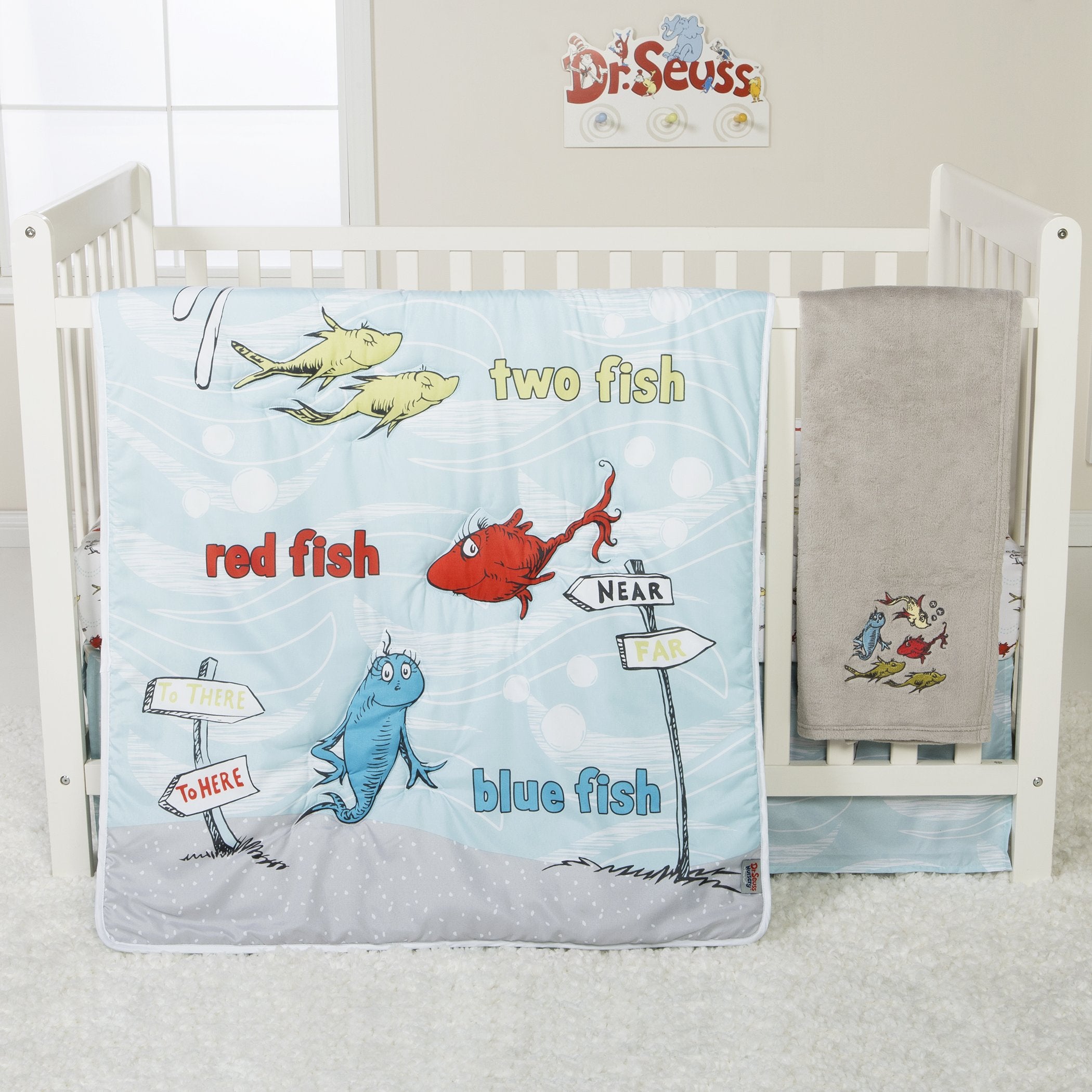 Trend Lab Dr. Seuss One Fish Two Fish 4 Piece Crib Bedding Set