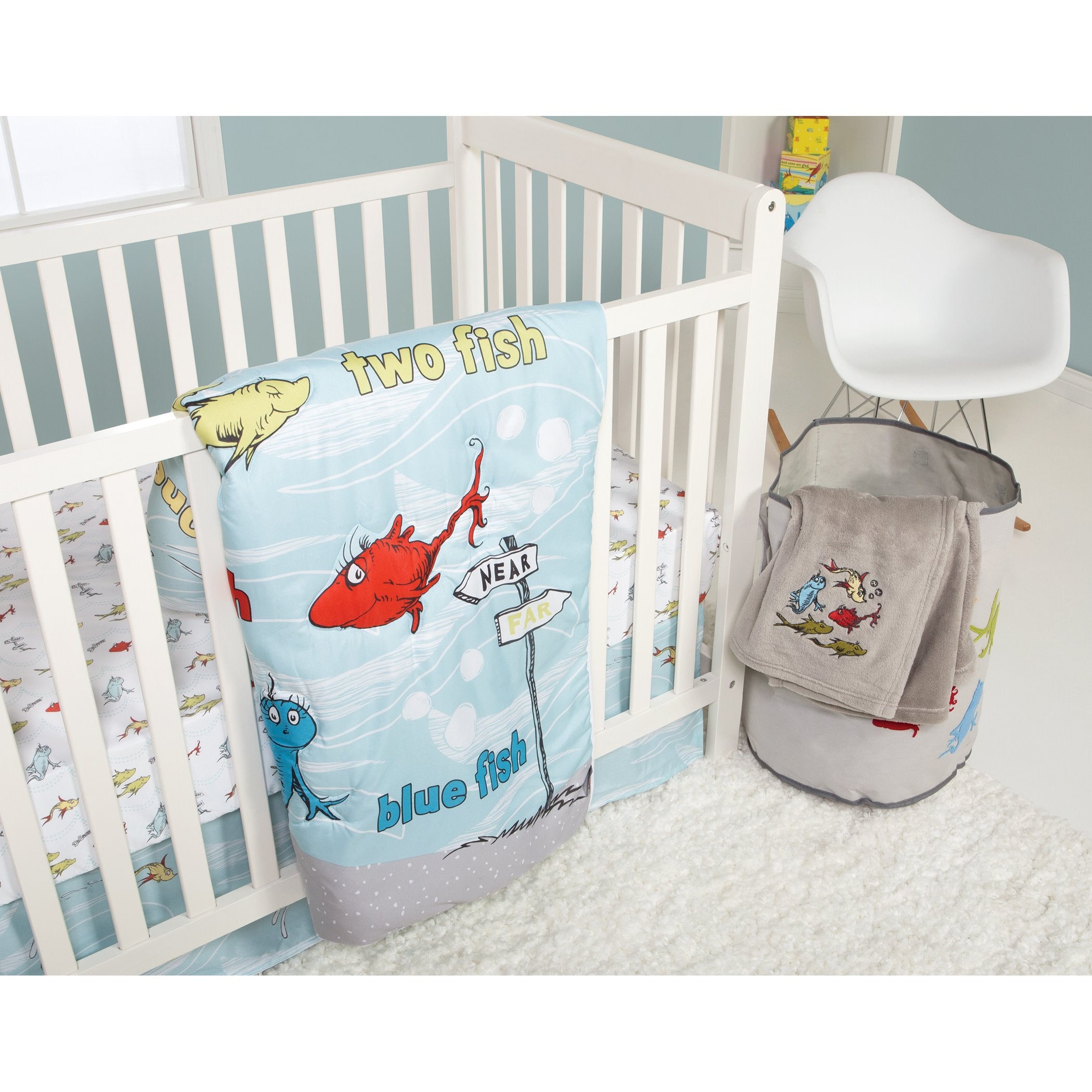 Trend Lab Dr. Seuss One Fish Two Fish 4 Piece Crib Bedding Set