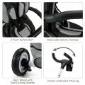 Image of Costway 6-in-1 Detachable Kids Baby Stroller Tricycle with Canopy and Safety Harness