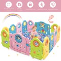 Costway 16 Panel Activity Center Baby Playpen with Gate