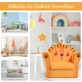 Image of Costway Kids Armrest Lion Upholstered Sofa