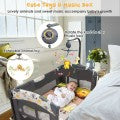 Costway 3-in-1 Convertible Portable Baby Playard with Music Box, Wheel and Brakes