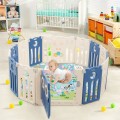Costway 14-Panel Baby Playpen Kids Activity Center Foldable Play Yard with Lock Door
