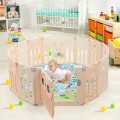 Costway 14-Panel Baby Playpen Kids Activity Center Foldable Play Yard with Lock Door