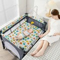 Costway 5 in 1 Baby Nursery Center Foldable Toddler Bedside Crib with Music Box
