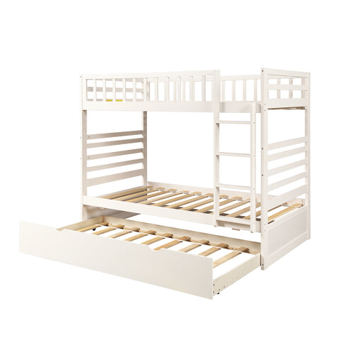 Image of Oris Fur. Twin Bunk Beds for Kids with Safety Rail and Movable Trundle bed