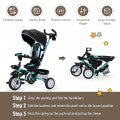 Costway 6-in-1 Detachable Kids Baby Stroller Tricycle with Canopy and Safety Harness